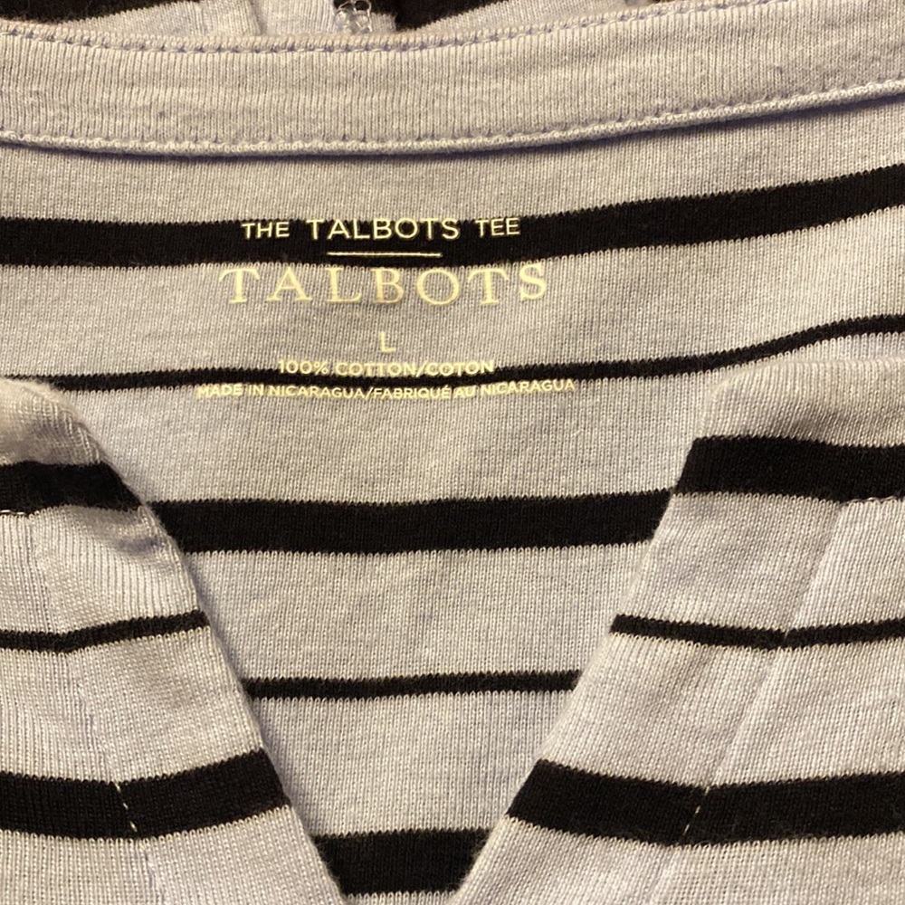 Talbots 100%Cotton Split Neck Tee Elbow Sleeves - Picture 2 of 5